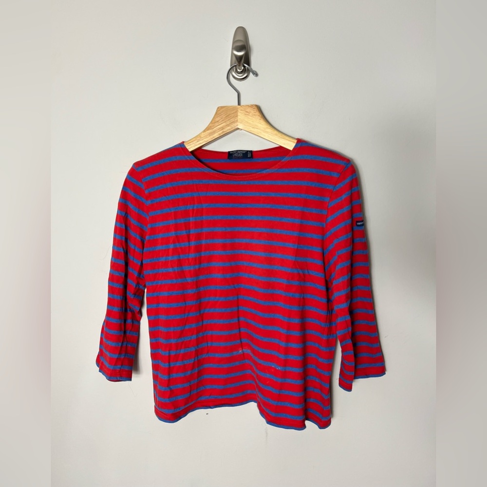 Saint James Red and Blue Striped Boatneck Top